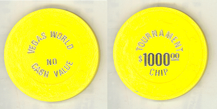 Vegas World Casino Las Vegas Nevada $1000 NCV Tournament Chip 1980s