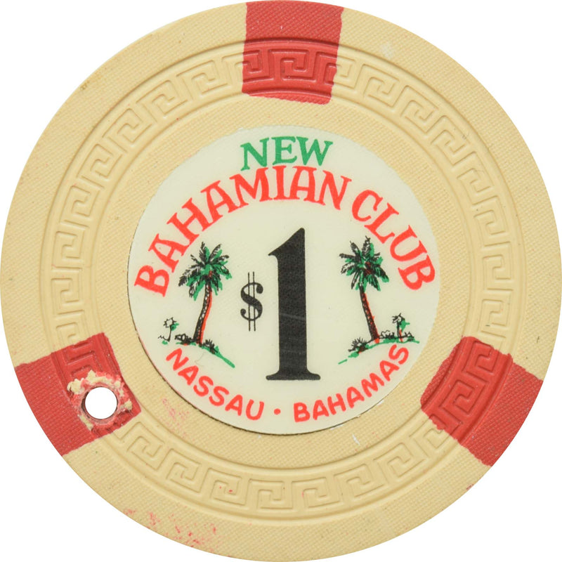 New Bahamian Club Casino Nassau Bahamas $1 Cancelled Chip