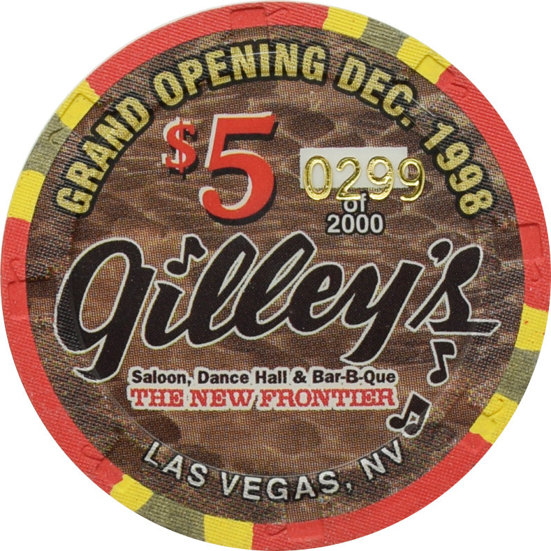 The New Frontier Casino Las Vegas Nevada $5 Gilley's Chip 1998