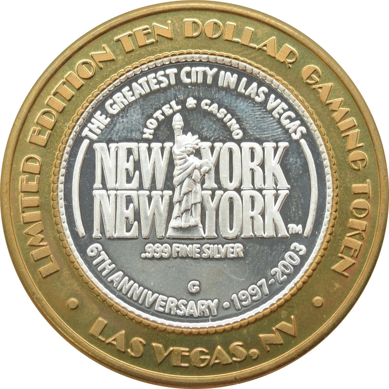 New York New York Casino Las Vegas "Manhattan Express" $10 Silver Strike .999 Fine Silver 2003