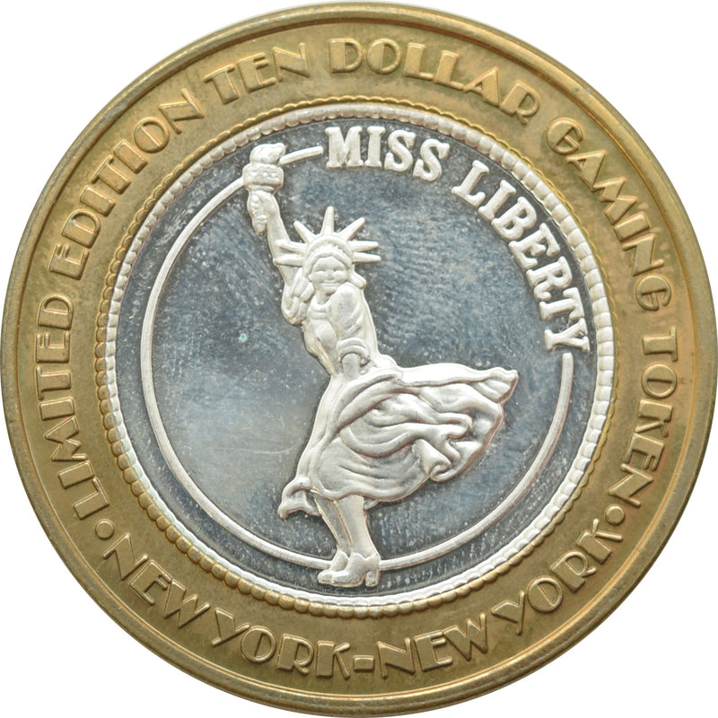 New York New York Casino Las Vegas "Miss Liberty" $10 Silver Strike .999 Fine Silver 2003