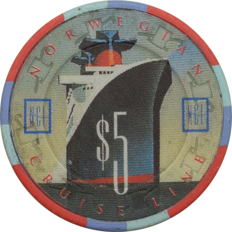 Norwegian Cruise Line (NCL) Casino $5 Oversized Inlay Chip