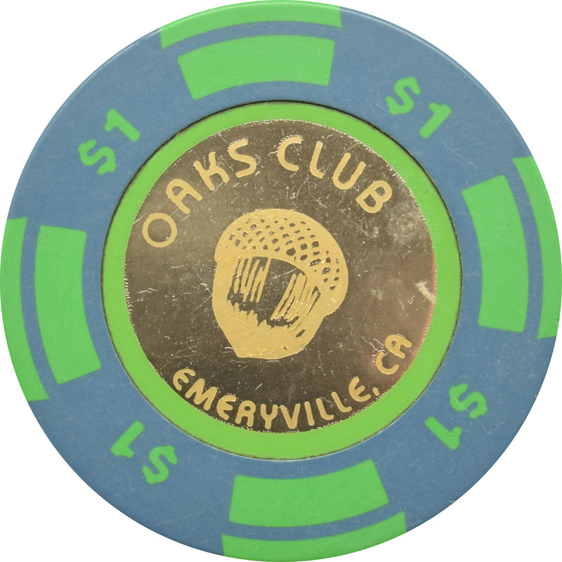 Oaks Card Club Casino Emeryville California $1 Chip