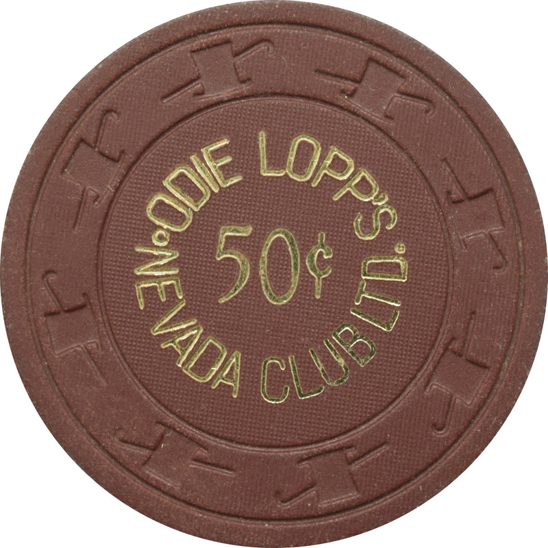 Odie Lopp's Nevada Club Casino Laughlin Nevada 50 Cent Chip 1975