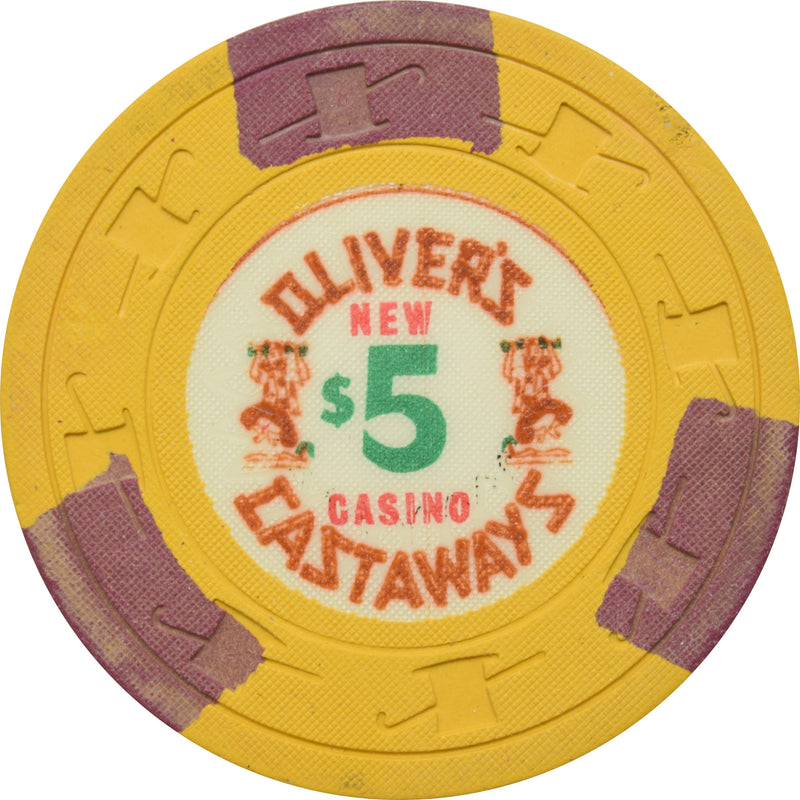 Oliver's New Castaways Casino Las Vegas Nevada $5 Chip 1963