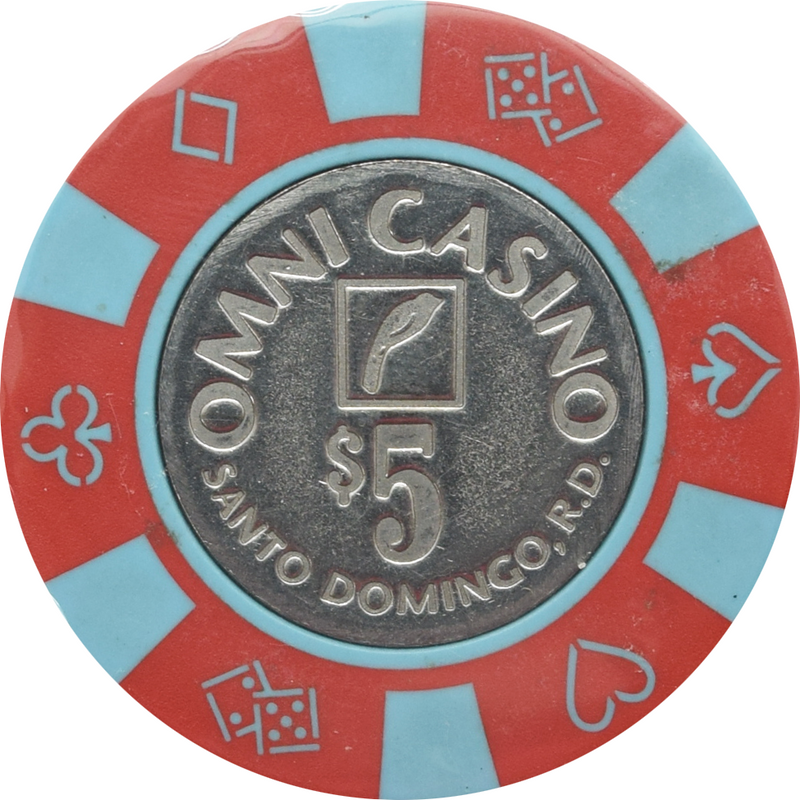 Omni (Sheraton) Casino Santo Domingo Dominican Republic $5 Blue Spots Chip