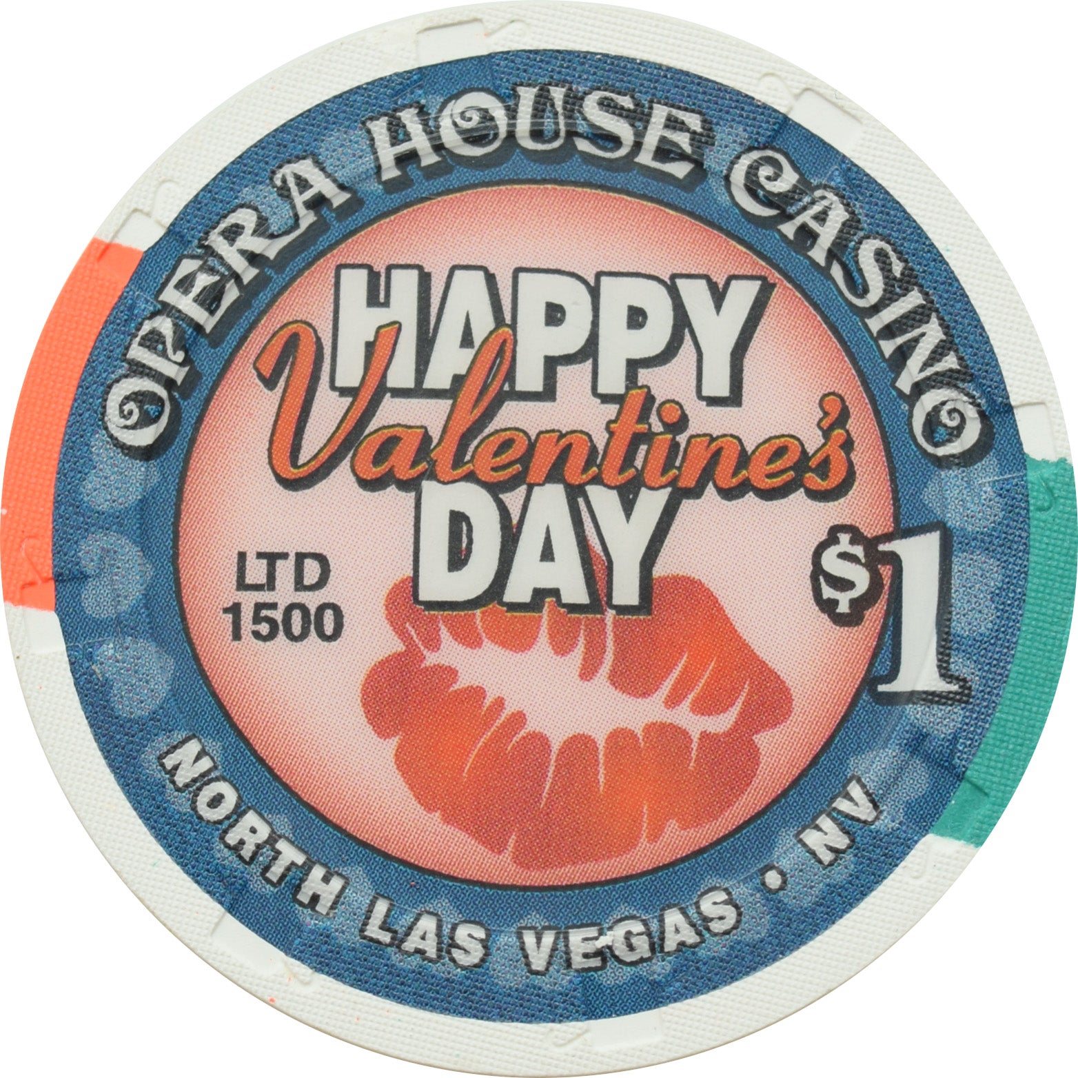 Opera House Casino N. Las Vegas Nevada $1 Valentine's Day Chip 2002