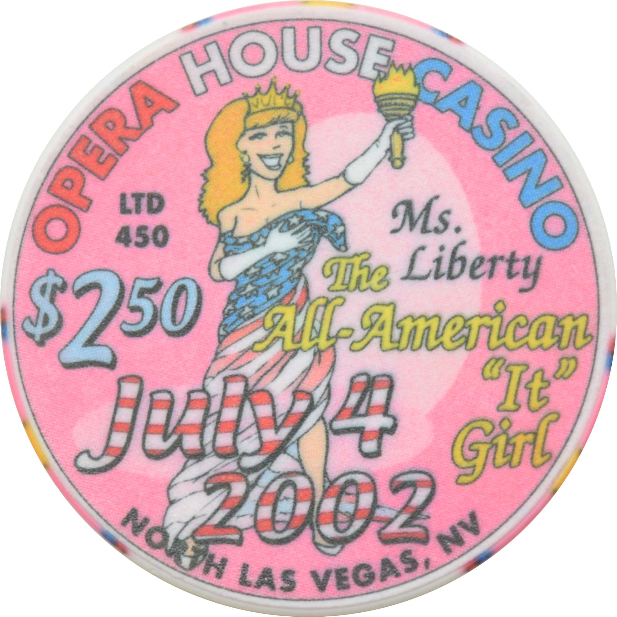 Opera House Casino Las Vegas Nevada $2.50 4th of July Chip 2002