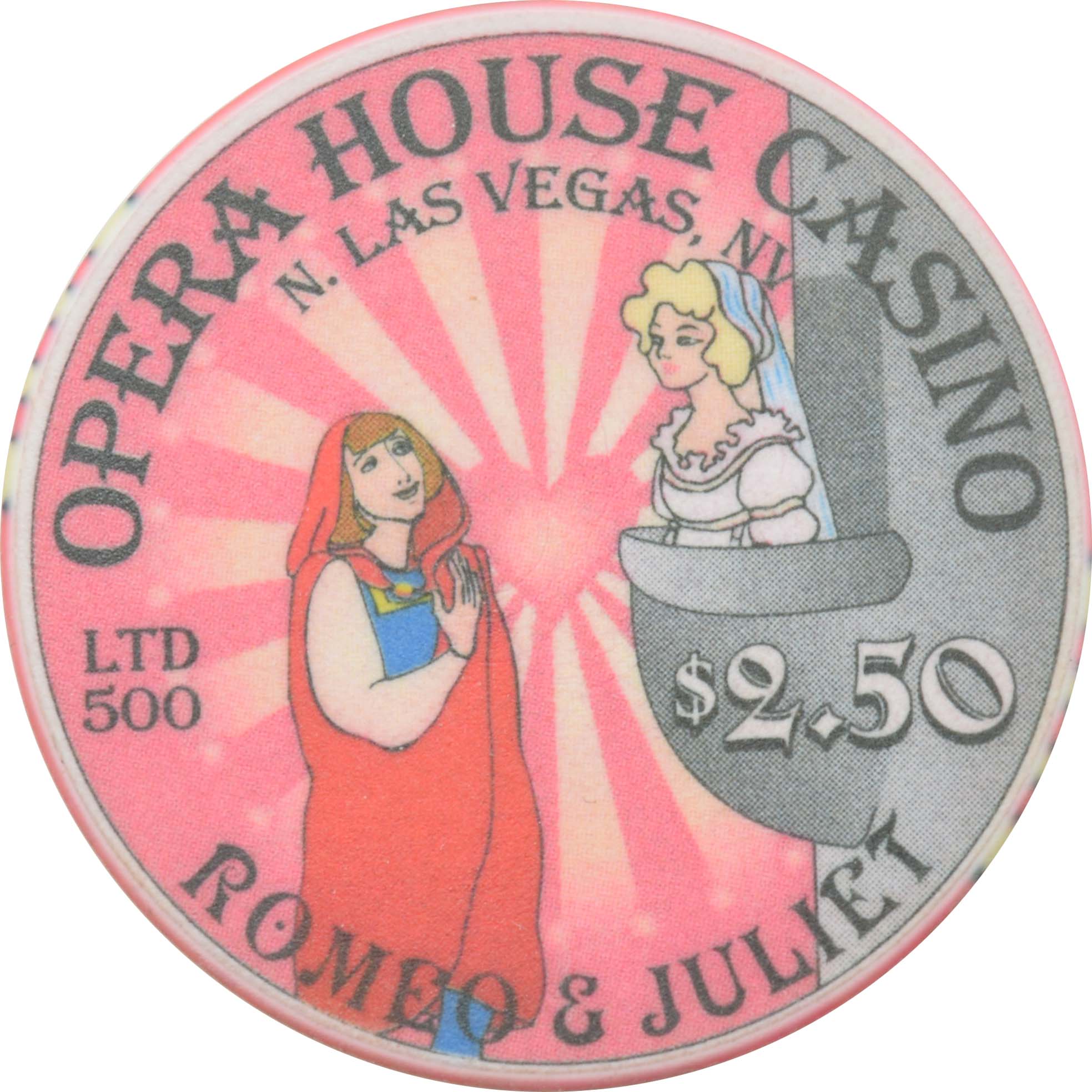 Opera House Casino Las Vegas Nevada $2.50 Valentine's Day Chip 2002