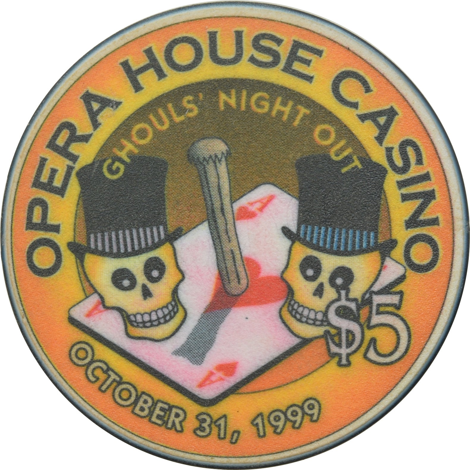 Opera House Casino N. Las Vegas Nevada $5 Chip Ghouls Night Out 1999