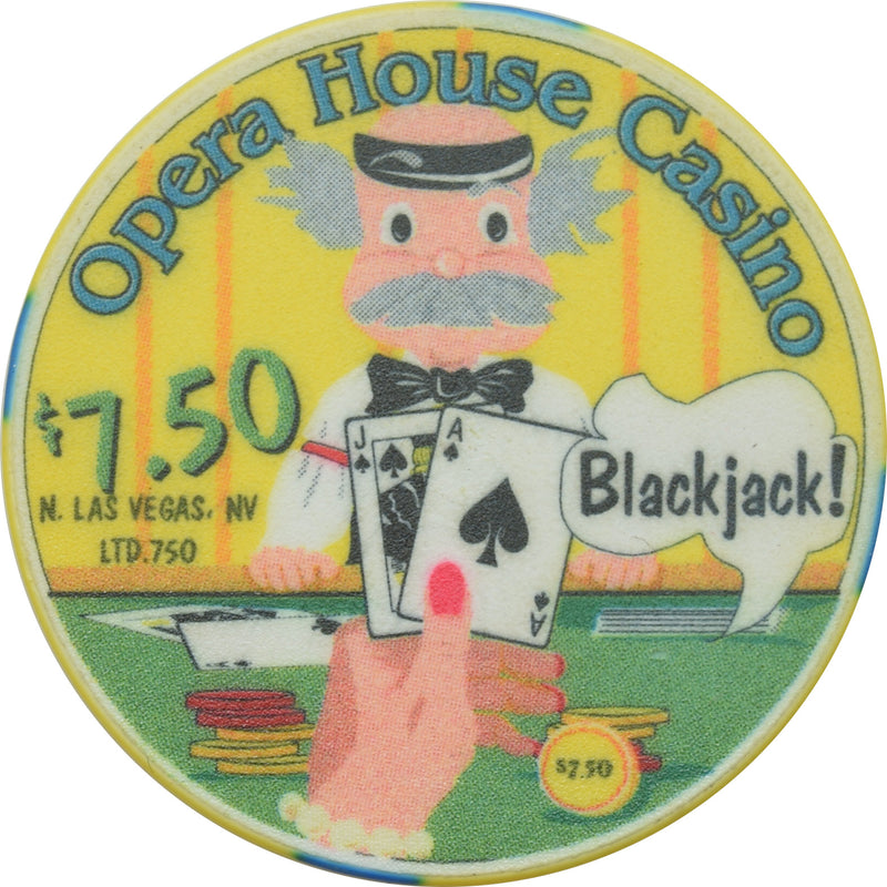 Opera House Casino N. Las Vegas Nevada $7.50 Blackjack Chip 1999