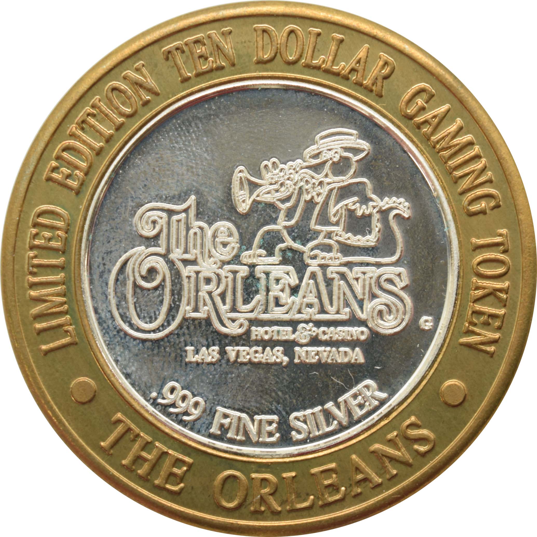 The Orleans Casino Las Vegas "Alligator with Fiddle" $10 Silver Strike .999 Fine Silver 1996