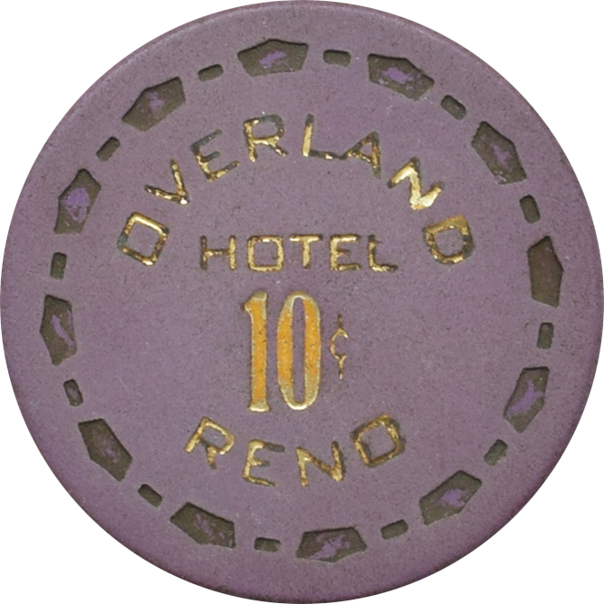 Overland Hotel Casino Reno Nevada 10 Cent Chip 1969 Purple