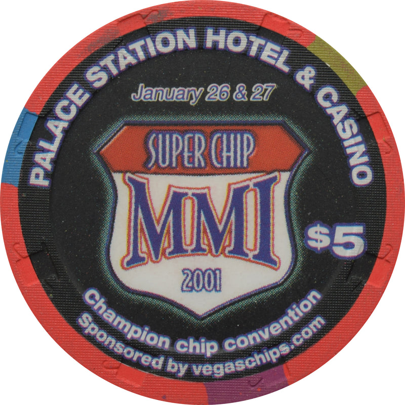 Palace Station Casino Las Vegas Nevada $5 Super Chip MMI Chip 2001