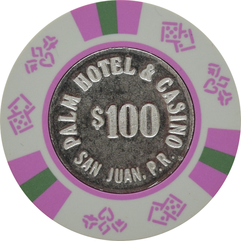 Palm Hotel Casino San Juan Puerto Rico $100 Coin Inlay Chip