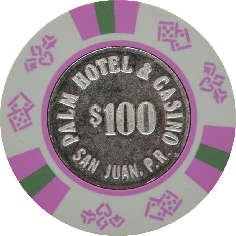 Palm Hotel Casino San Juan Puerto Rico $100 Coin Inlay Chip