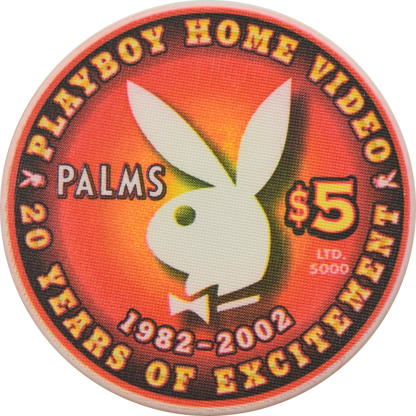 Palms Playboy Club Casino Las Vegas Nevada $5 20 Years of Excitement Chip 2002