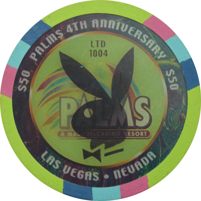 Palms Playboy Club Casino Las Vegas Nevada $50 4th Anniversary Chip 2005 (49mm)