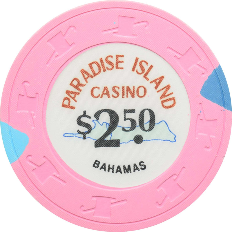 Paradise Island Casino Paradise Island Bahamas $2.50 Chip (1 Blue 1 Navy Edgespot)