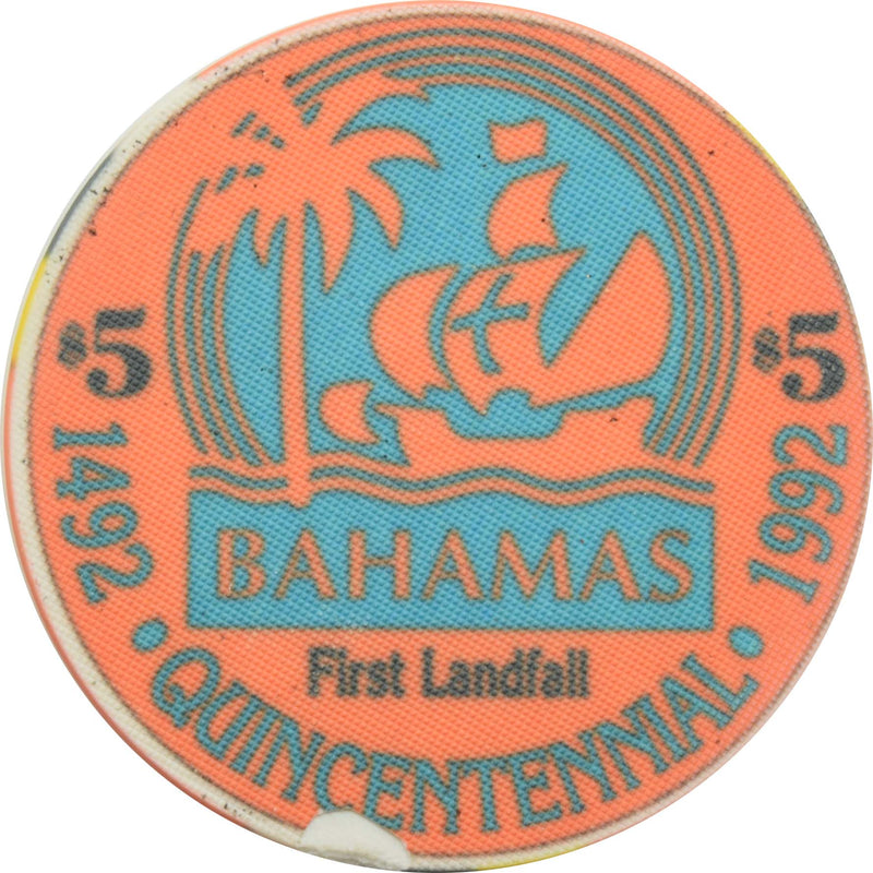 Paradise Island Casino Paradise Island Bahamas $5 Quincentennial Merv Griffin Chip