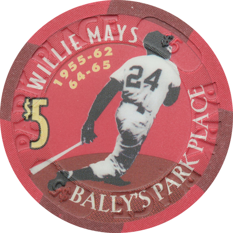 Bally's Park Place Casino Atlantic City New Jersey $5 Willie Mays Chip (1955-62-64-65 NL Home Run Champ)