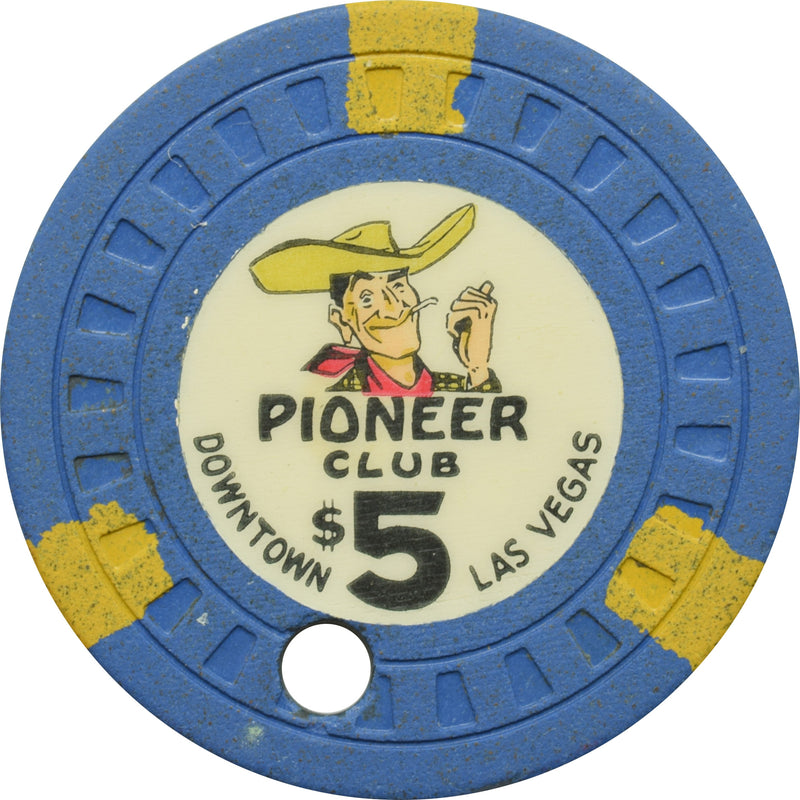 Pioneer Club Casino Las Vegas Nevada $5 Cancelled Chip 1950s