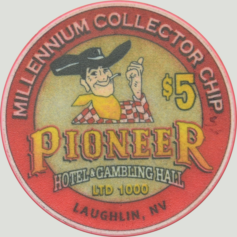 Pioneer Gambling Hall Casino Laughlin Nevada $5 Oatman Gunfighters Millennium Chip 2000