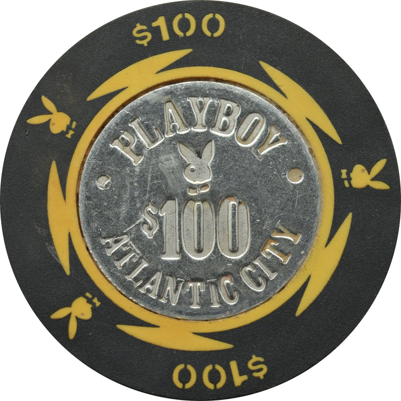 Playboy Casino Atlantic City $100 Yellow Coin Inlay Chip