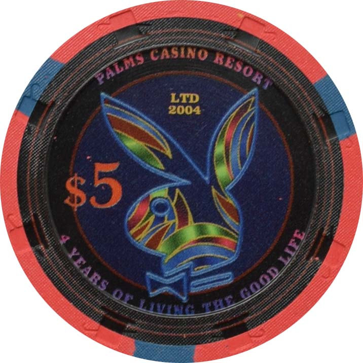 Palms Playboy Club Casino Las Vegas Nevada $5 4th Anniversary & Playboy Chip 2005