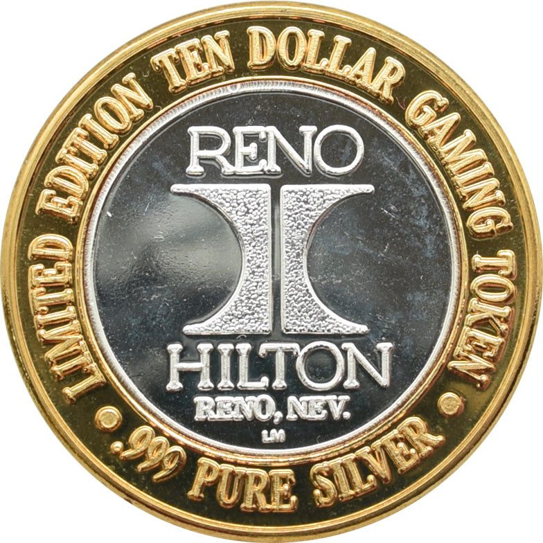 Reno Hilton Casino "Hot Air Balloons" $10 Silver Strike .999 Fine Silver 1996