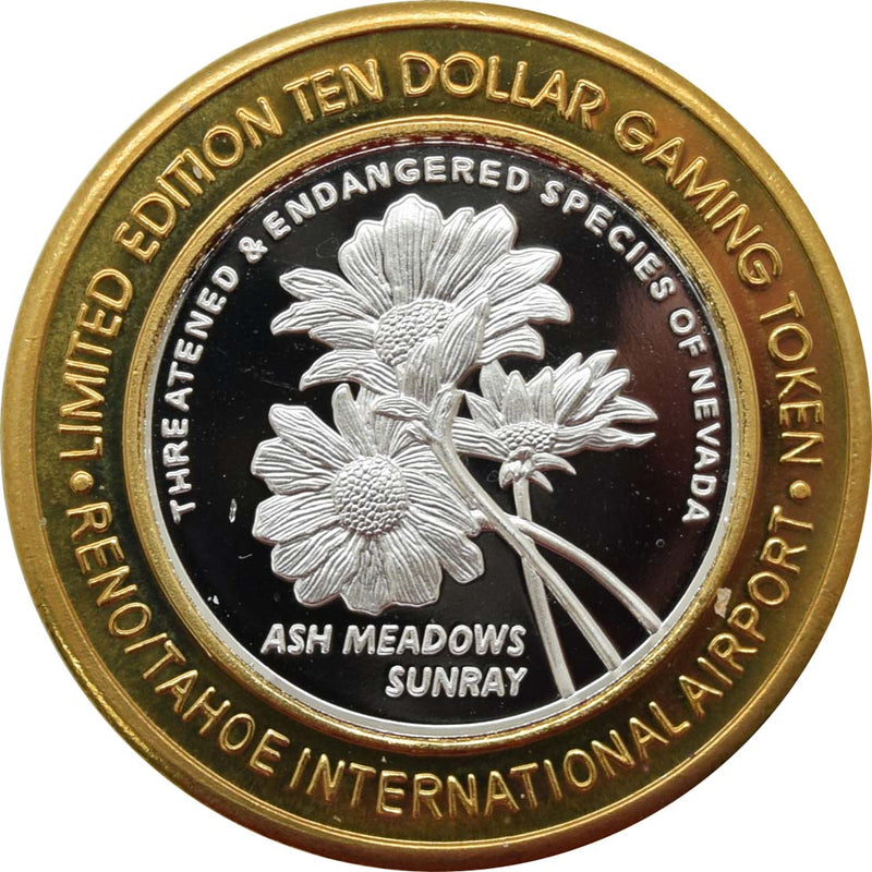 Reno/Tahoe International Airport Casino Reno "Ash Meadows Sunray" $10 Silver Strike .999 Fine Silver 2006