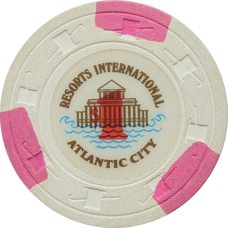 Resorts International Casino Atlantic City New Jersey $1 Chip H&C Pink Inserts