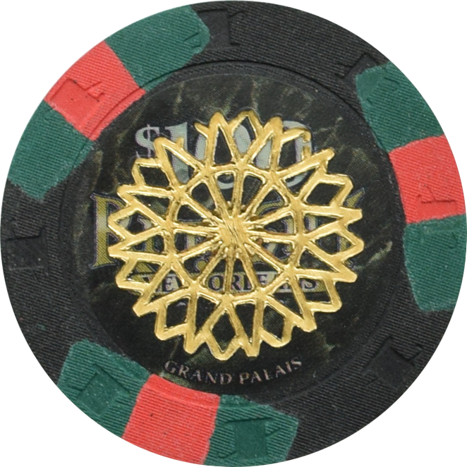 River City Grand Palais Casino New Orleans Louisiana $100 (Black & Green) Cancelled Chip