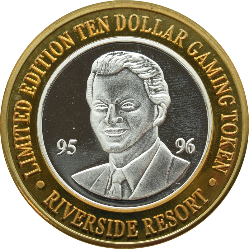 Riverside Resort Casino Laughlin "Don Laughlin 95-96" $10 Silver Strike .999 Fine Silver