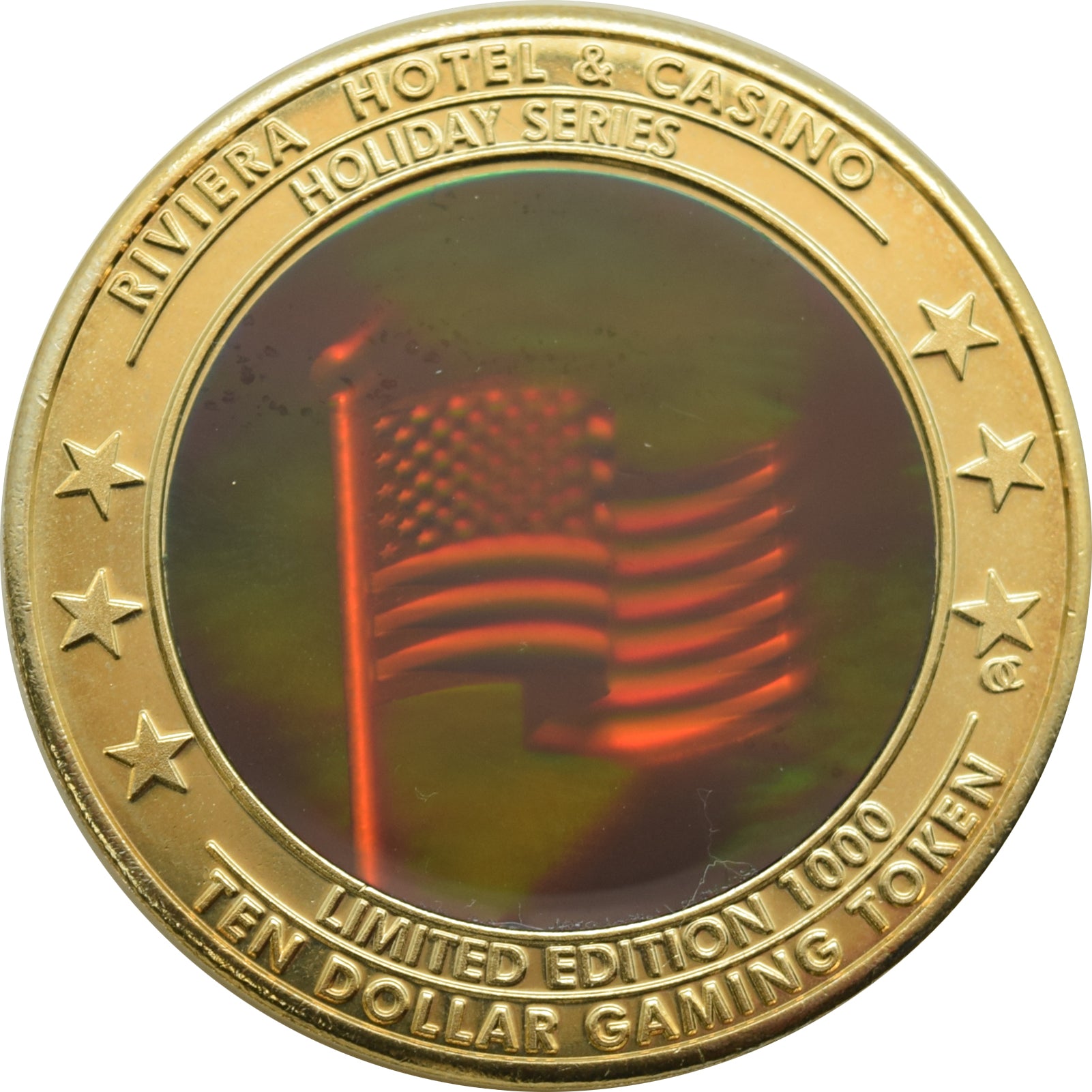 Riviera Casino Las Vegas "Veterans Day" $10 Hologram Token 2002