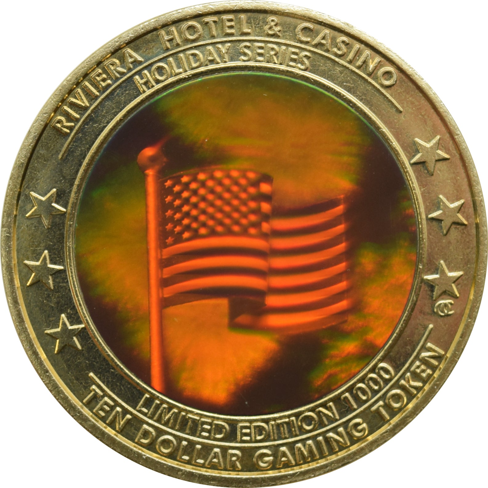 Riviera Casino Las Vegas "Independence Day" $10 Hologram Token 2002