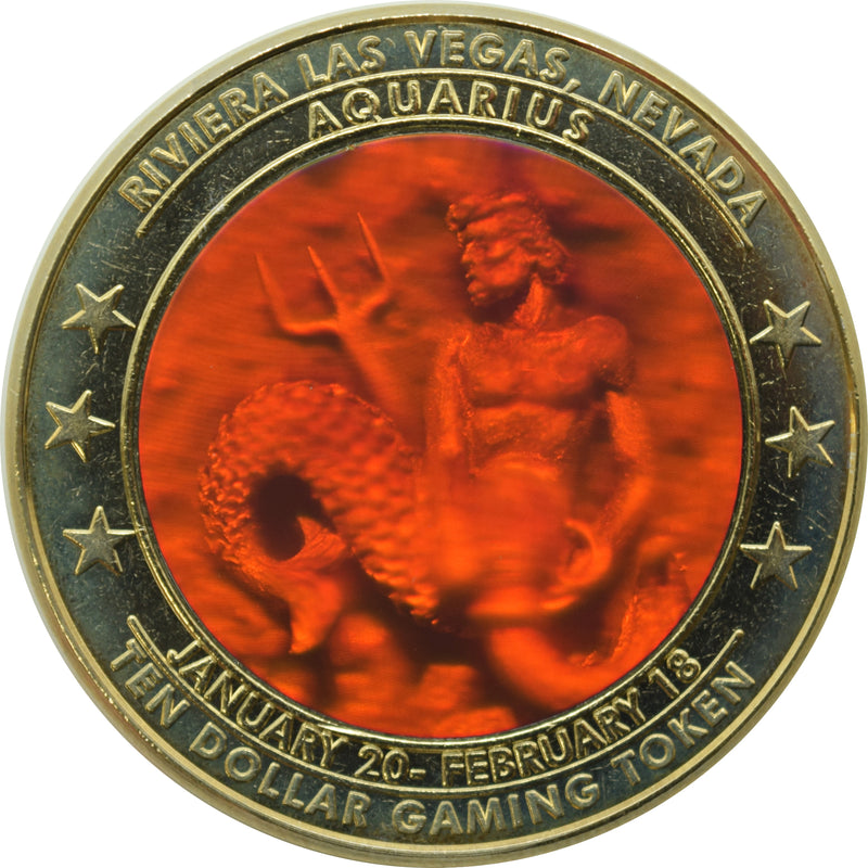 Riviera Casino Las Vegas "Aquarius" $10 Zodiac Hologram Token 2002