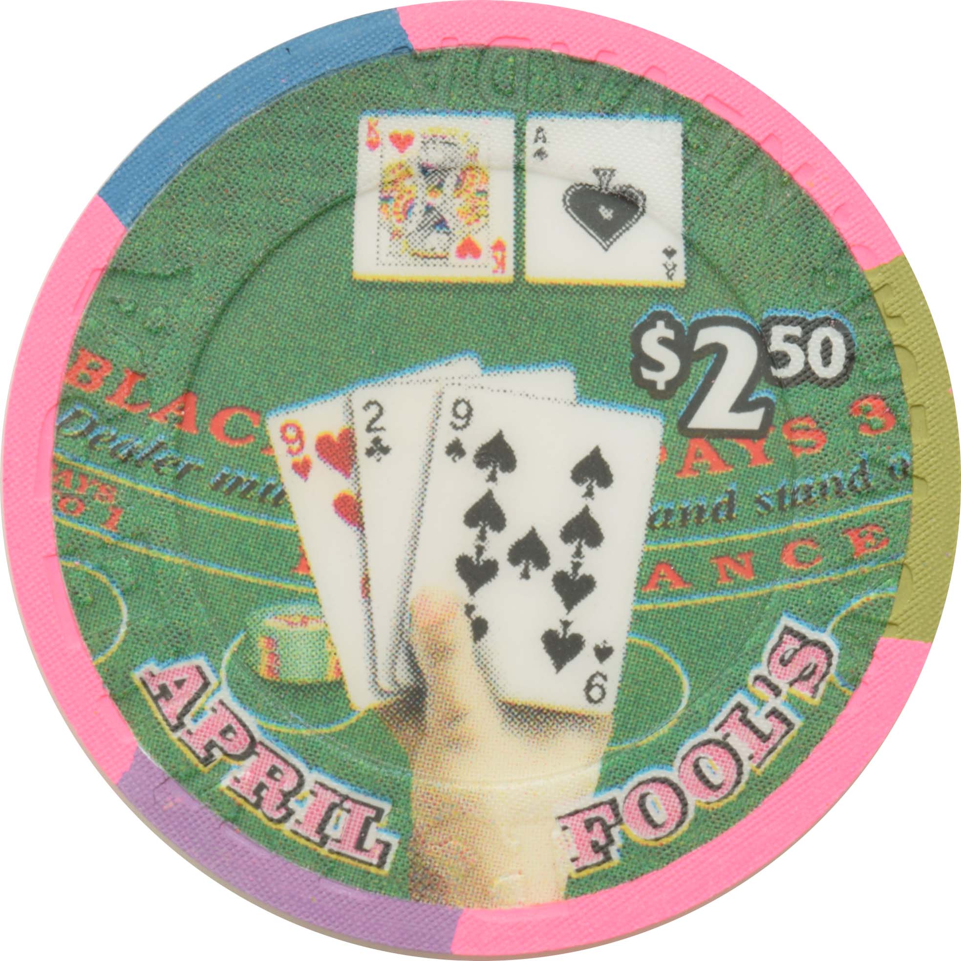 Riviera Casino Las Vegas Nevada $2.50 April Fool's Blackjack Tournament Chip 2001