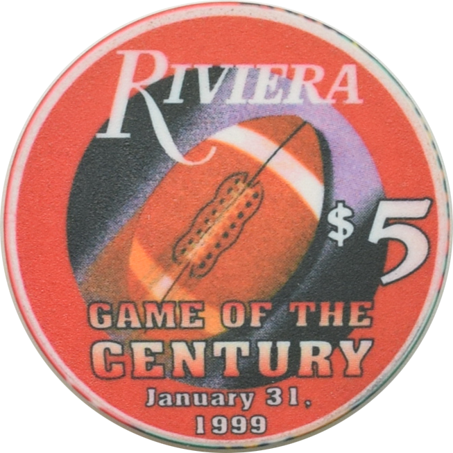 Riviera Casino Las Vegas Nevada $5 Game of the Century Chip 1999 #2