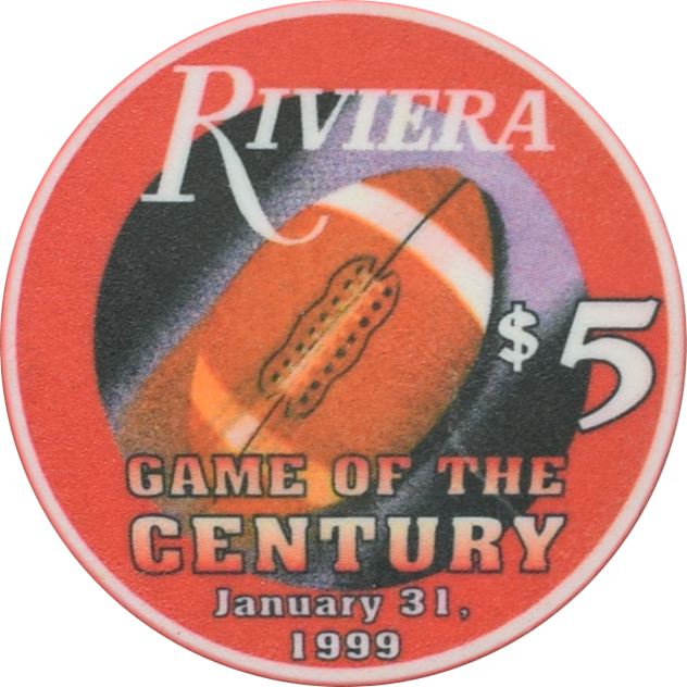 Riviera Casino Las Vegas Nevada $5 Game of the Century Chip 1999 #1