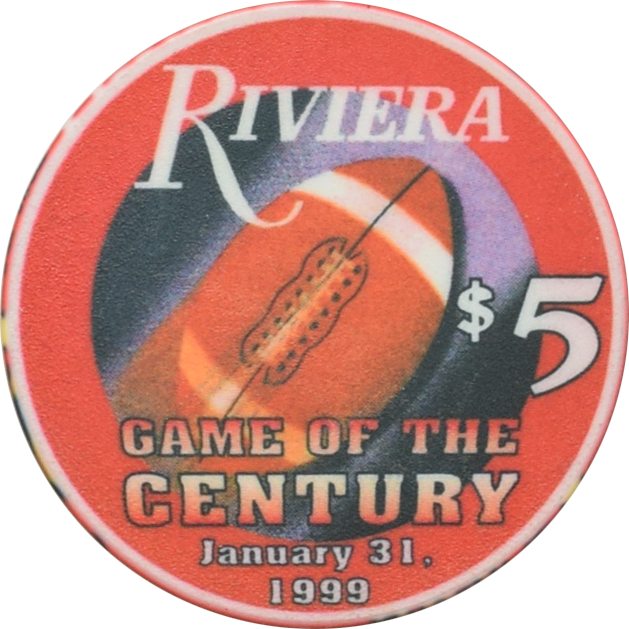 Riviera Casino Las Vegas Nevada $5 Game of the Century Chip 1999