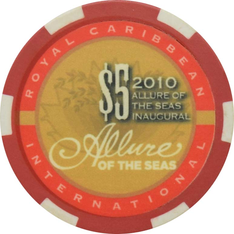 Allure of the Seas (Royal Caribbean) Cruise Line Casino $5 2010 Inaugural Chip