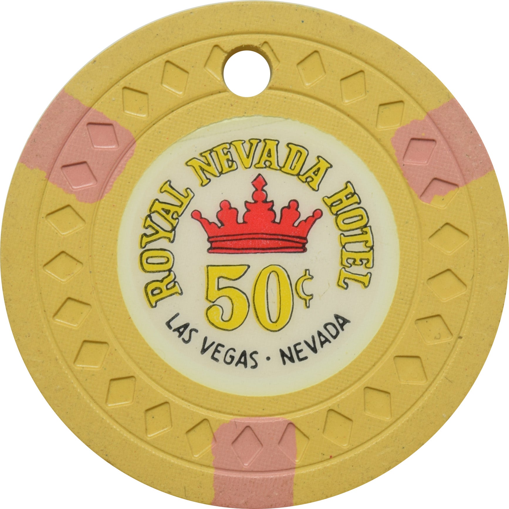 Royal Nevada Hotel Casino Las Vegas Nevada 50 Cent Cancelled Nev-Roy Chip 1956