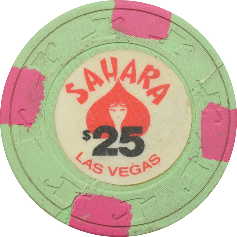 Sahara Casino Las Vegas Nevada $25 Repaired Chip 1983