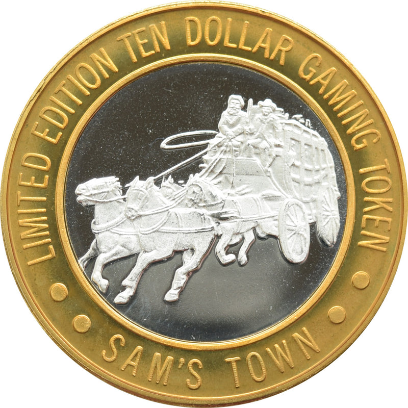 Sam's Town Casino Las Vegas "Stagecoach" $10 Silver Strike .999 Fine Silver 1994