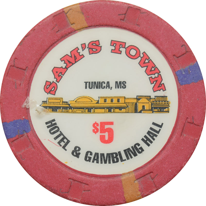 Sam's Town Hotel & Gambling Hall Casino Tunica Mississippi $5 Chip