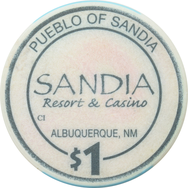 Sandia Casino Albuquerque New Mexico $1 White/Black Chip