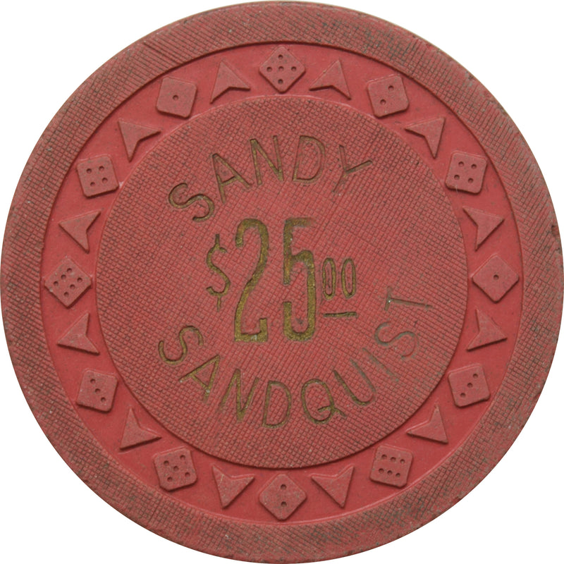 Sandy Sandquist Casino Searchlight Nevada $25 Chip 1954