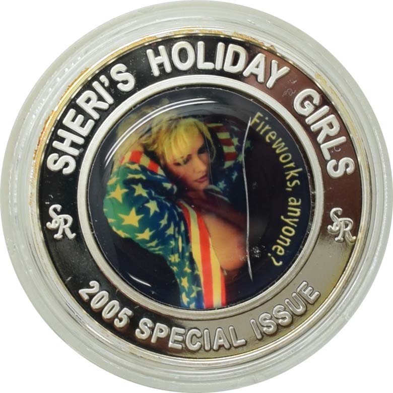 Sheri's Ranch Brothel Pahrump Nevada .999 Silver Clad "Miss 4th of July" Right Facing Rejected Pattern Silver State Token