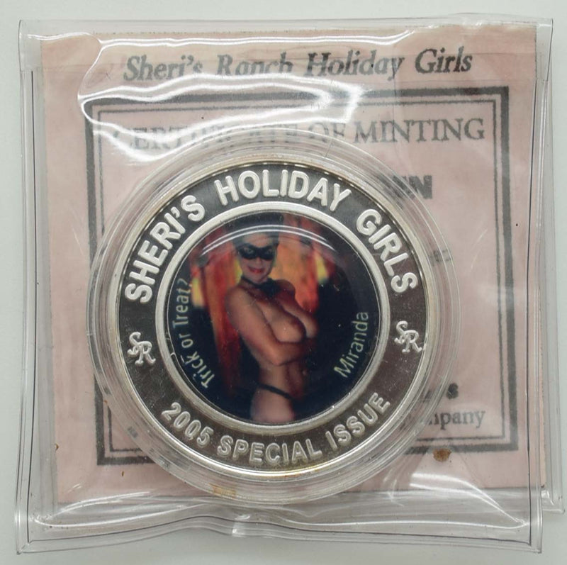 Sheri's Ranch Brothel Pahrump Nevada .999 Silver Clad "Miss Halloween" Silver State Token